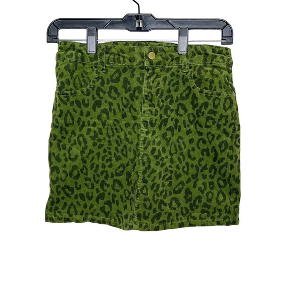 Hartstrings Skirt Girls 14 Kids Corduroy Skort Green Leopard Print Casual Fall - Picture 1 of 13